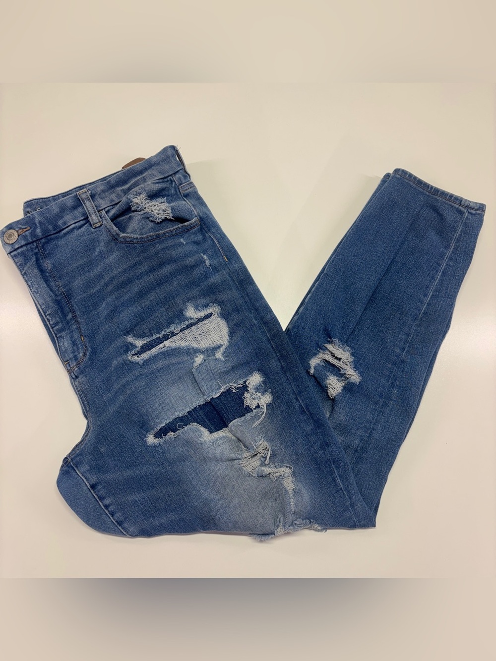 American Eagle Curvy Hi Rise Jegging 18R Distressed Y2K Denim